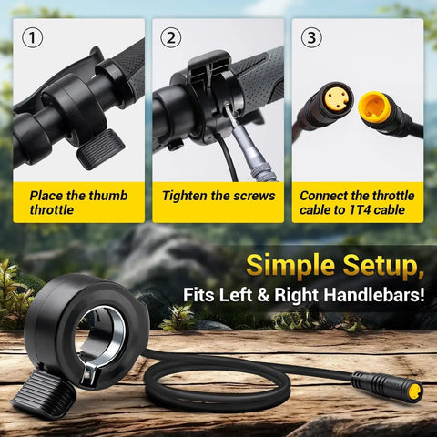 Thumb Throttle For Bafang 3 Pin Female Connector With 17.7 Inch Cable For BBS01B BBS02B BBS HD Mid Drive Ebike Motors And E Bike Conversion Kits Durable And Plug N Play Easy Install Throttle Control For Smooth Power On Demand