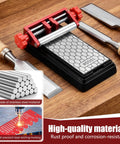 Badass Chisel Sharpener And Honing Guide With Adjustable Angle Fixture For Plane Blades, stainless steel, 400 and 1000 grit.