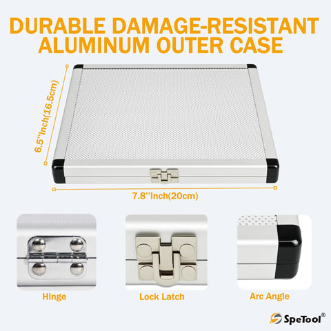 SpeTool 13-Piece Brass Router Templates Set in aluminum case; includes wrench and center pin; fits 1-3/16 in center hole