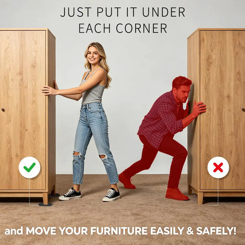 Heavy Duty Furniture Sliders For Carpet Makes Moving Couches A Total Breeze While These High Grip Moving Pads Keep Flooring Pristine So You Can Rearrange Spaces Without Breaking A Sweat, demonstrating easy furniture movement.