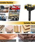 Heavy Duty Slab Flattening Router Bit With One Quarter Inch Shank One And One Quarter Inch Cutting Diameter shown with router compatibility and material options