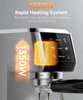Quick Fix 20 Bar Espresso Machine With Rapid Milk Frother And Hit The Spot Temp Dials showing 1350W rapid heating system.