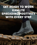 Side view of Men's Slip On Steel Toe Chelsea Work Boots, Waterproof And Slip Resistant, Lightweight Safety Shoes With Breathable Lining.