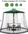 Black Patio Umbrella Mosquito Net With Double Zipper Door And Durable Polyester Mesh Screen Universal Fit For Outdoor Umbrellas Weighted Bottom Design With Sand Pockets For Wind Stability Keeps Bugs Out While You Lounge 7.5 To 11 Feet