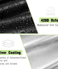 Heavy Duty Waterproof Pizza Oven Cover For Cuisinart CGG403 material details showing 420D Oxford and silver coating with water droplets