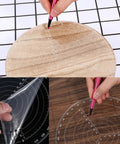 Round Center Finder Compass For Woodworking Clear Acrylic Circle Gauge tool in use on wood and plastic surfaces