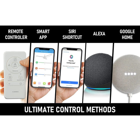 DC Reversible Outdoor Smart Ceiling Fan With 10 Speeds And Dimmable Multicolor Lights, Ultra Quiet Modern Ceiling Fan Works With Alexa Siri Google Assistant And Smart App, 45 Inch White control methods image