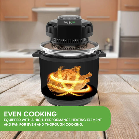 Turn Your Instant Pot Into A Real Air Fryer With A 7 In 1 Lid For 8 Qt Pots showing chicken cooking with heating element