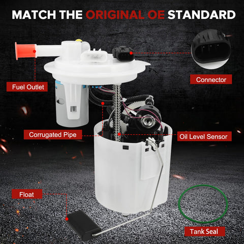 E3790M Electric Fuel Pump Module Assembly For 2007-2017 GM SUVs 3.6L V6 with labeled parts like float and pipe