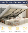 Game Changing King Bed Frame With Hydraulic Gas Lift Storage showing large underneath storage space for linens and boxes.