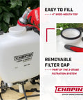 Backpack Sprayer For Lawn Care Go To Tool 4 Gallon Pump Sprayer with 4-inch wide-mouth top and removable filter cap detail
