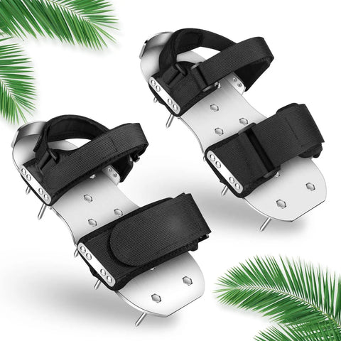 Super Easy Manual Lawn Aerator Shoes With Aluminum Soleplate And Stainless Steel Spikes For Quick Yard Aeration Adjustable Straps