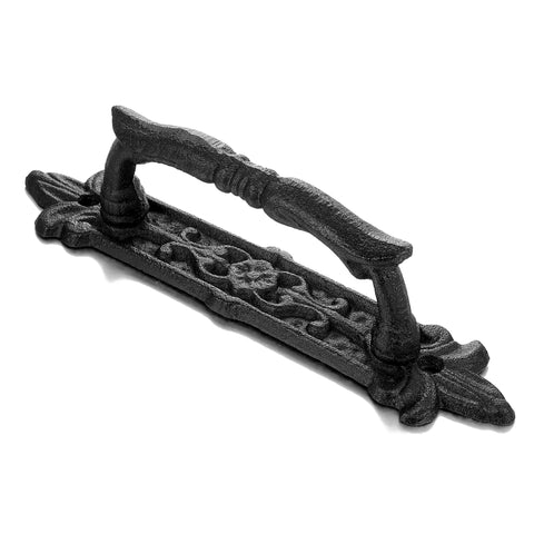 4 Pack Heavy Duty 8.9 Inch Black Cast Iron Barn Door Handles, rustic vintage hardware with rust resistant finish, decorative design