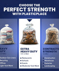 Ultra Tough 55 To 60 Gallon Trash Bags 1.5 Mil Clear Liners 38 By 58 Inches shown as heavy-duty bag option in chart