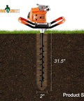 Heavy Duty 2 Inch Earth Auger Drill Bit With 31.5 Inch Length Carbon Steel Spiral Hole Digger in soil