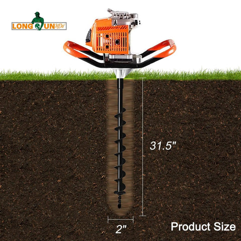 Heavy Duty 2 Inch Earth Auger Drill Bit With 31.5 Inch Length Carbon Steel Spiral Hole Digger in soil