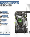 Beefy Heavy Duty Garage Tool Organizer Wall Mount with lawn mower and rake displayed, designed for easy tool-free adjustment.