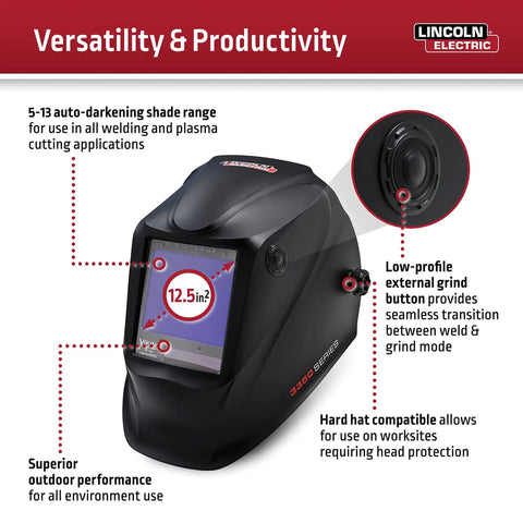 VIKING 3350 Auto Darkening Welding Helmet With 4C Lens Technology For Crystal Clear Welds And Puddles In Matte Black Extra Large Fit For Pros Or DIY Welders