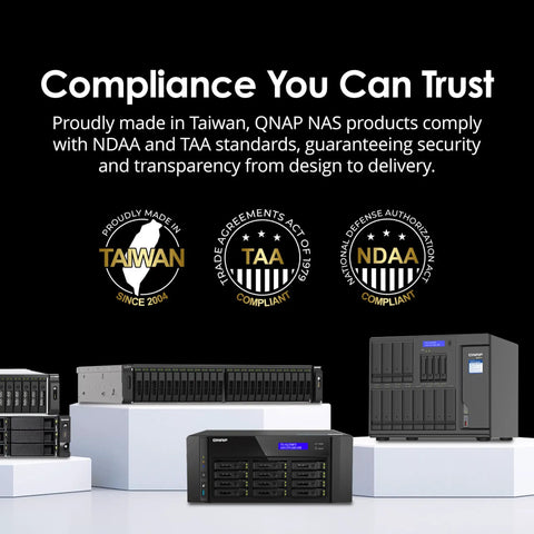 8 Bay Rackmount Nas Powerhouse Featuring Amd Ryzen Embedded V1500b Processor For Rock Solid Multitasking And Blazing Fast Cross Device File Sharing With Dual 2 5 Gbe Networking And Pcie Slots displayed with compliance badges and proud Taiwanese manufacturing.
