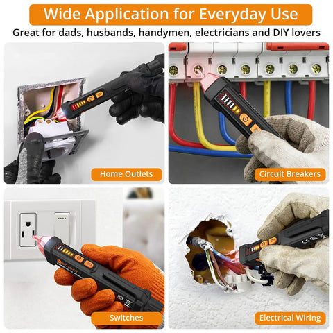 Voltage Tester 12 To 1000V AC Electric Pen With LED Flashlight Non Contact Detection For DIY Home Projects And Go To Pro Electric Work Built In Live Wire Alarm And Easy Audible Alerts testing home outlets, switches, breakers and wiring