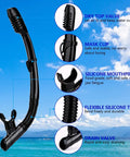 Dry Snorkel With Top Dry Valve For Splash Proof Breathing While Snorkeling Or Scuba Diving Food Grade Silicone Mouthpiece