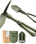 18 Inch Military Folding Camping Shovel for Offroad Survival Olive Green High Carbon Steel Entrenching Tool with pouch and box packaging