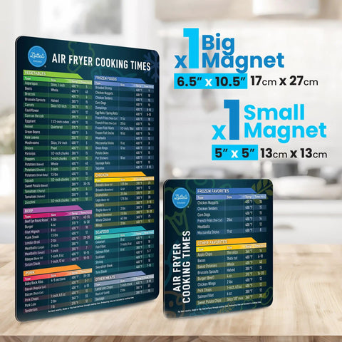 Air Fryer Cheat Sheet Magnet Set For Quick Times And Temperatures A Magnetic Guide For 100 Plus Foods with large and small magnets