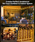 Outdoor Waterproof Solar String Lights 2 Pack, 72 Ft Total, 120 LEDs, 8 Lighting Modes, Solar Powered Patio Garden Lights in use