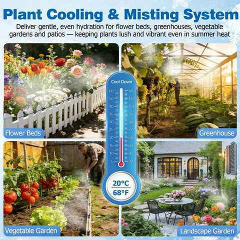 Beat The Heat Outdoor Misting System For Patio Cooling With Eight Brass Nozzles And Three Quarter Inch Adapter Preassembled Mister