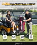 Foldable Golf Cart Rear Seat Bag Holder That Fits 8 Inch Max Width Grab Bar For 4 Seater EZGO Club Car Yamaha in use
