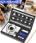 Dope Accurate 50g Milligram Scale With 0.001g Readout Digital Jewelry Scale, multi-purpose use shown with powders and bullets