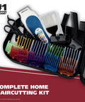 Color Pro Complete Haircutting Kit With Easy Color Coded Guide Combs For Corded Clipper Clipping And Grooming Men Women And Children Model 3029694 All In One Kit with scissors, combs, and clippers in a storage tray