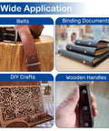 Image showing applications of 130 Sets Chicago Screws Kit In Silver For Leather Crafting And Gear Making With Eight M5 Sizes And Three M4 Lengths.
