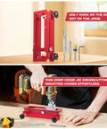 Upgrade Aluminum Door Hinge Jig For Adjustable Mortising Template Fits Two And A Half To Five Inch Door And Cabinet Hinges With One Quarter And Five Eighths Inch Radius And Square Corner Tools 6061 Aluminum Alloy Construction displayed with tools in use