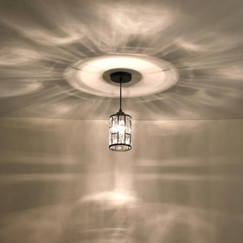 Three Pack Crystal Shade Pendant Lights for Kitchen Island Chrome Finish 4.75 Inch Hanging Fixture casting light patterns