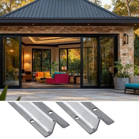 Heavy Duty V Groove Sliding Door Track Kit With Pre-Drilled Holes And Screws, 96-Inch Total Length In Two 48-Inch Sections