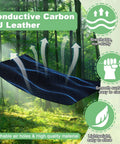 Illustration of Grounding Bed Mat For Sleep And Recovery 54x78 Inch Grounding Mattress Pad with carbon fiber PU leather in forest setting