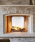 Stainless Steel Fireplace Heat Deflector With Adjustable Feet For Wood Burning Fireplaces, Easy Install Back Panel Backplate in use.