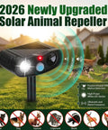 Outdoor Ultrasonic Deer Repellent Device With PIR Motion Sensor And LED Strobe 2 Pack Dual Deterrent For Yards And Gardens That Keeps Deer Away With Loud Ultrasonic Waves And Bright Flash, solar stake unit in lawn