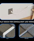 Shielded Cat7 Ethernet Patch Cable 50 Ft White Flat Internet Cable with Snagless RJ45 Connectors concealed in wall setup