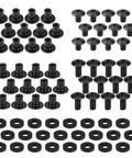 Heavy Duty Black Chicago Screw Kit With 72 Assorted Fasteners includes slotted bolts and rubber washers for Kydex holsters.