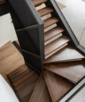 Wooden staircase with Clear No Slip Stair Tread Tape 4x32 Inches With Anti Slip Strips PVC Free 15 Pack installed