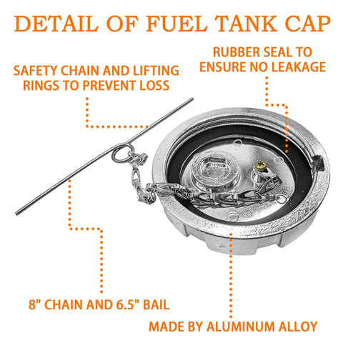 Truck Fuel Tank Cap Non Locking Solid Ultra Low Sulfur Three And A Half Inch Nominal Five Point Five TPI Replacement For FTA C 442 Compatible With Heavy Duty Trucks And Fleet Vehicles