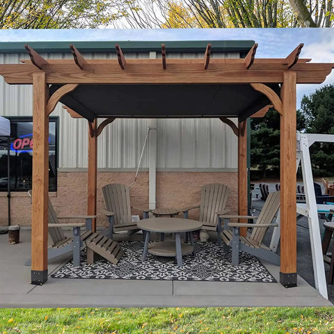 Pergola using Built Tough 6x6 Post Base Brackets 5 Pack Inner 5.6x5.6 Inches Black Powder Coat 14 Gauge Steel on concrete patio