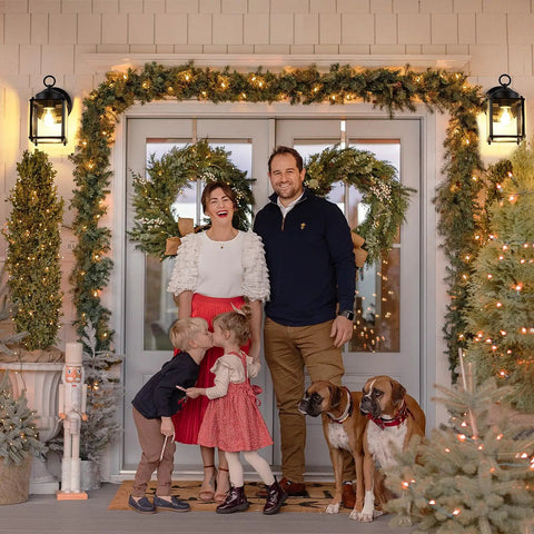 Heavy Duty Outdoor Wall Lanterns Waterproof Exterior Sconces With Beveled Glass Rugged Black Porch Lights For Front Doors illuminated beside family at a festive entrance.