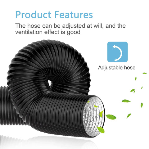 6 Inch Insulated Flexible Dryer Vent Duct 8 Ft with heavy duty three layer protection, lightproof PVC, adjustable hose feature shown