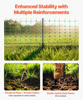 Electric Fence Netting 50 Inch High And 164 Feet Long With Posts And Stakes shown with enhanced stability features in garden