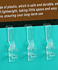 Top Notch Hidden Valance Clips For Window Blinds Clear Plastic Clip Tabs For Horizontal Shades, 30-piece pack mounted on wall.