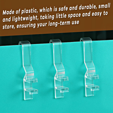 Top Notch Hidden Valance Clips For Window Blinds Clear Plastic Clip Tabs For Horizontal Shades, 30-piece pack mounted on wall.