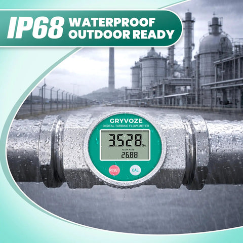 3 Inch Digital Water Flow Meter With NPT Fittings, EMI Protection, and IP68 Waterproof Aluminum Housing in industrial setting